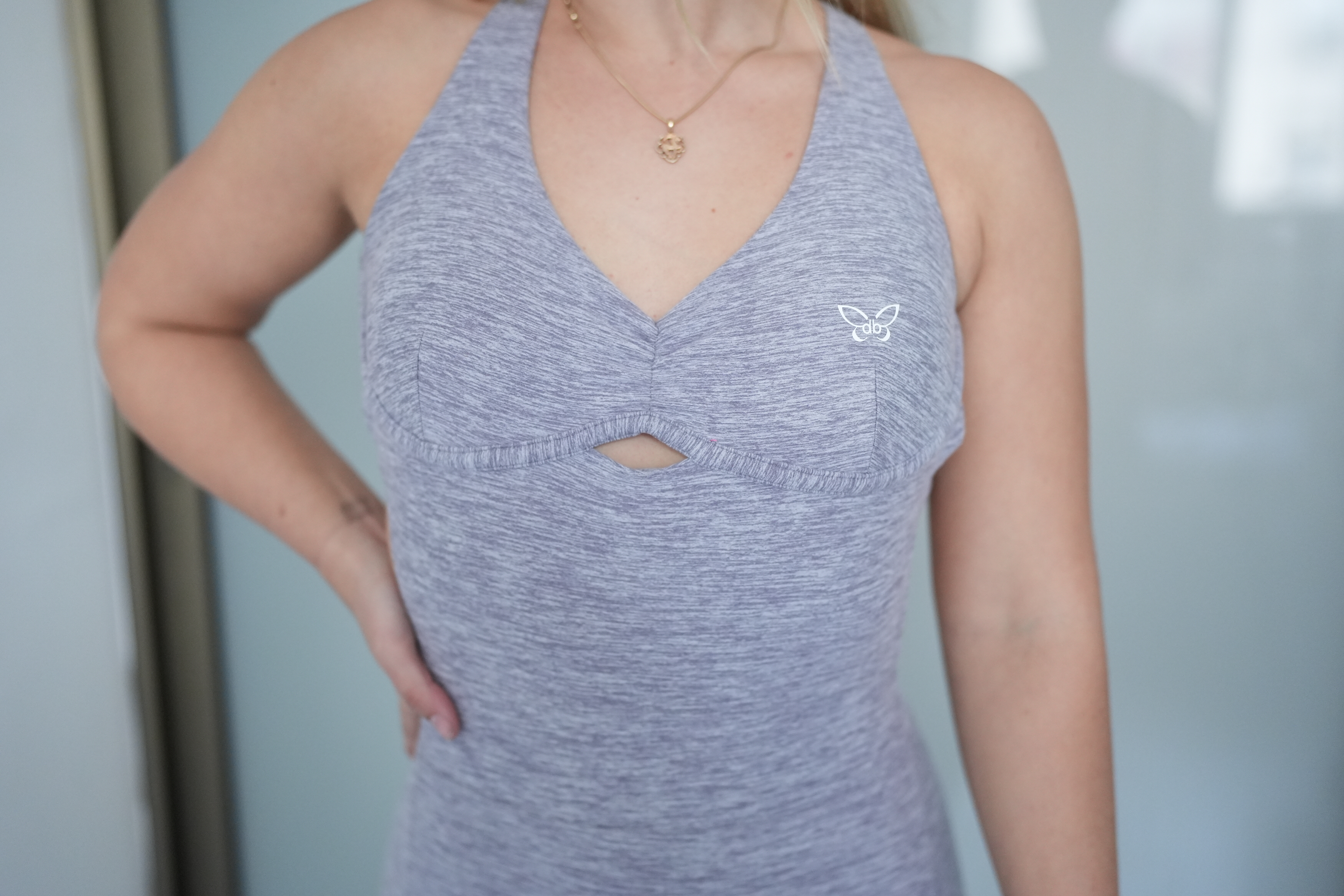 Gray Heather Cross-Back Jumpsuit view 2